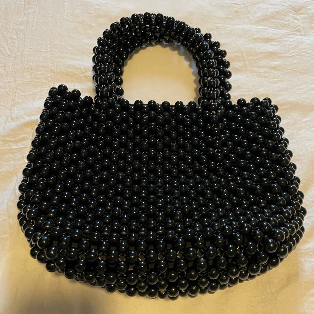 Elegant Black Beaded Handbag